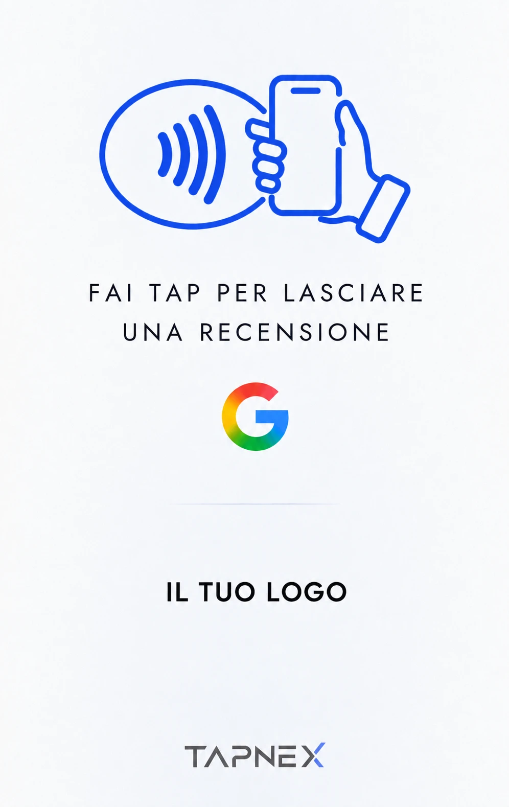 Esempio di personalizzazione dello stand: invito al tap per una recensione Google
